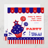 4. Juli Unabhängigkeitstag GRILLEN Einladung Rot W (Vorne/Hinten)