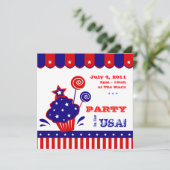 4. Juli Unabhängigkeitstag GRILLEN Einladung Rot W (Stehend Vorderseite)