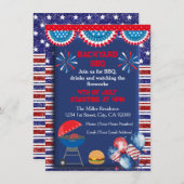 4. Juli Unabhängigkeitstag Grillen Party Design Einladung (Vorne/Hinten)