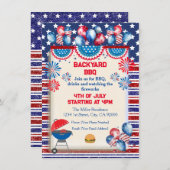 4. Juli Unabhängigkeitstag Grillen Party Design Einladung (Vorne/Hinten)
