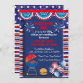 4. Juli Unabhängigkeitstag Grillen Party Design Einladung (Vorne/Hinten)