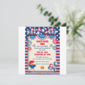 4. Juli Unabhängigkeitstag Grillen Party Design Einladung (Stehend Vorderseite)