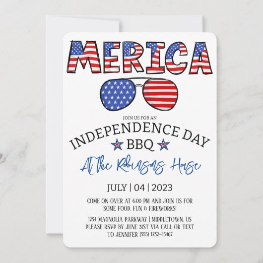 4. Juli Unabhängigkeitstag GRILLEN Party Einladung (Vorderseite)
