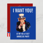 4. Juli Unabhängigkeitstag GRILLEN Party Einladung (Vorne/Hinten)