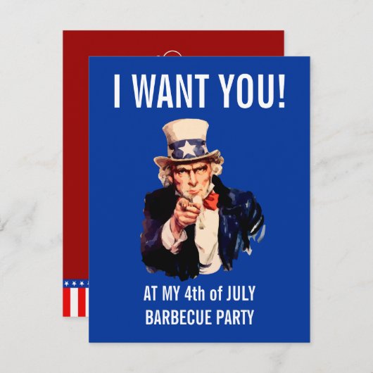 4. Juli Unabhängigkeitstag GRILLEN Party Einladung (Vorne/Hinten)