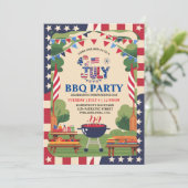 4. Juli Unabhängigkeitstag GRILLEN Party Einladung (Stehend Vorderseite)