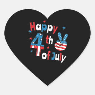 4. Juli Unabhängigkeitstag Herz-Aufkleber