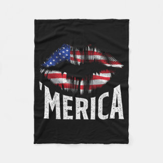 4. Juli Unabhängigkeitstag MERICA Kuss Mund USA Fleecedecke