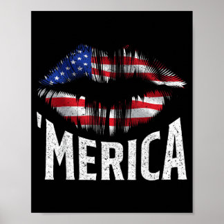 4. Juli Unabhängigkeitstag MERICA Kuss Mund USA Poster