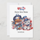 4. Juli Unabhängigkeitstag mit Cat Einladung (Vorderseite)