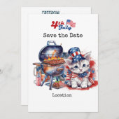 4. Juli Unabhängigkeitstag mit Cat Einladung (Vorne/Hinten)