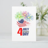 4. Juli - Unabhängigkeitstag mit Fahne und Feuerwe Begleitkarte (Stehend Vorderseite)