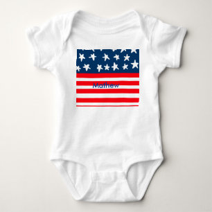 4. Juli Unabhängigkeitstag: Namenstext US-Flagge h Baby Strampler