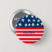 4. Juli Unabhängigkeitstag: Namenstext US-Flagge h Button (Vorne & Hinten)