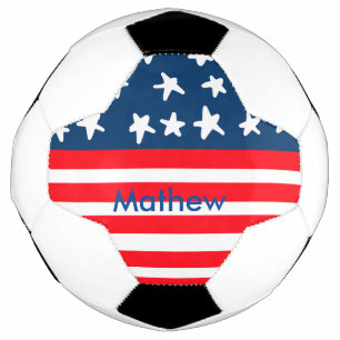 4. Juli Unabhängigkeitstag: Namenstext US-Flagge h Fußball