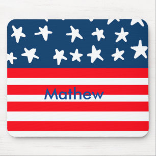 4. Juli Unabhängigkeitstag: Namenstext US-Flagge h Mousepad