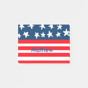 4. Juli Unabhängigkeitstag: Namenstext US-Flagge h Post-it Klebezettel