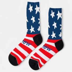 4. Juli Unabhängigkeitstag: Namenstext US-Flagge h Socken