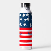 4. Juli Unabhängigkeitstag: Namenstext US-Flagge h Trinkflasche (Links)
