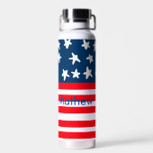 4. Juli Unabhängigkeitstag: Namenstext US-Flagge h Trinkflasche (Rückseite)