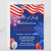 4. Juli Unabhängigkeitstag Party Einladung (Vorderseite)