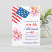4. Juli Unabhängigkeitstag Party Red White Blue Einladung (Stehend Vorderseite)