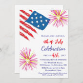 4. Juli Unabhängigkeitstag Party Red White Blue Einladung (Vorne/Hinten)