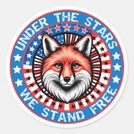 4. Juli Unabhängigkeitstag patriotischer Fuchs Runder Aufkleber
