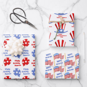 4. Juli Unabhängigkeitstag Patriotisches Amerika Geschenkpapier Set