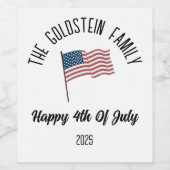 4. Juli Unabhängigkeitstag Personalisierter Name Weinetikett (Einzelnes Label)