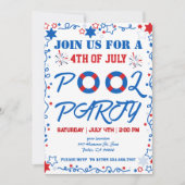 4. Juli Unabhängigkeitstag Pool Party Einladung (Vorderseite)