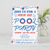 4. Juli Unabhängigkeitstag Pool Party Einladung (Stehend Vorderseite)