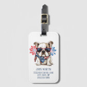 4. Juli Unabhängigkeitstag Red Blue Bulldog Gepäckanhänger (Vorderseite Vertikal)