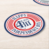 4. Juli Unabhängigkeitstag Runder Pappuntersetzer (Angewinkelt)