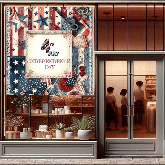 4. Juli Unabhängigkeitstag Shabby Chic Star Streif Fensteraufkleber