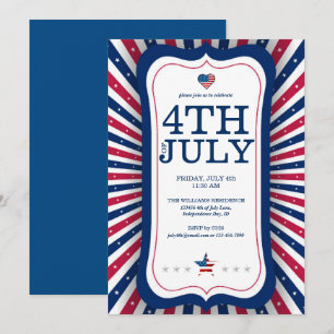 4. Juli Unabhängigkeitstag Stars & Stripes Grillfe Einladung