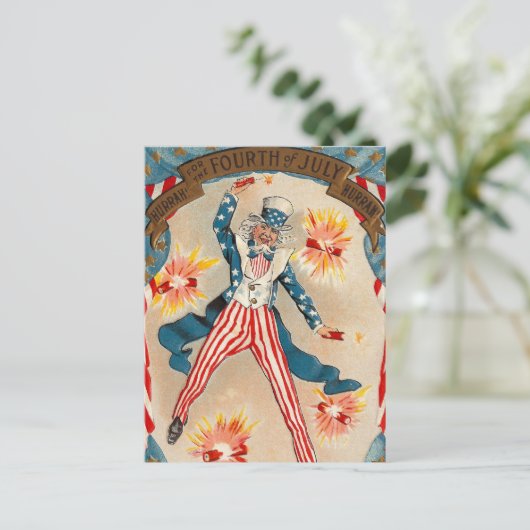4. Juli Unabhängigkeitstag Uncle Sam Postkarte (Stehend Vorderseite)