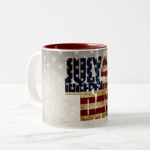 4. Juli Unabhängigkeitstag Vintage-Flaggen-Design Zweifarbige Tasse
