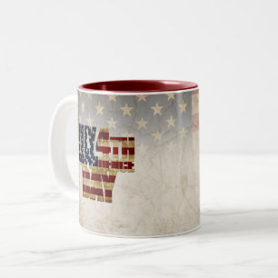 4. Juli Unabhängigkeitstag Vintage-Flaggen-Design Zweifarbige Tasse