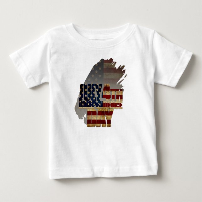 4. Juli Unabhängigkeitstag Vintages Flaggendesign Baby T-shirt (Vorderseite)