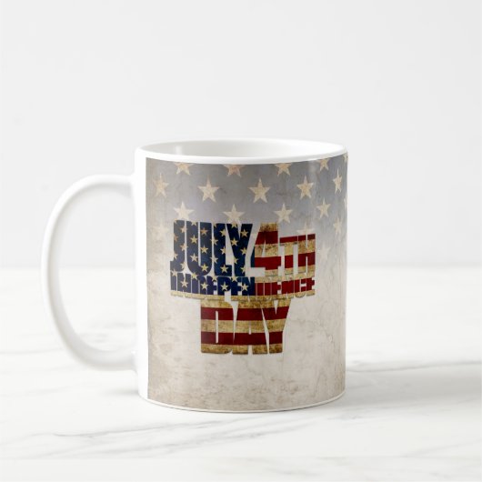 4. Juli Unabhängigkeitstag Vintages Flaggendesign Kaffeetasse (Links)