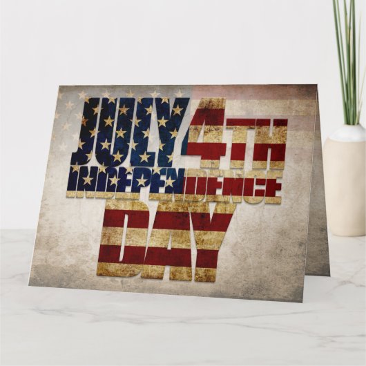 4. Juli Unabhängigkeitstag Vintages Flaggendesign Karte (Vorderseite)