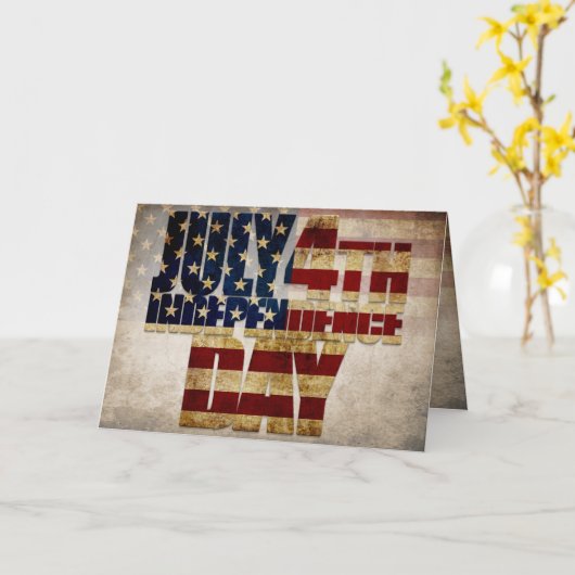 4. Juli Unabhängigkeitstag Vintages Flaggendesign Karte (Gelbe Blume)