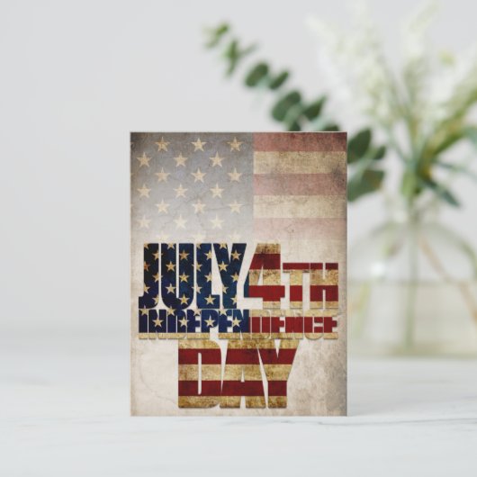 4. Juli Unabhängigkeitstag Vintages Flaggendesign Postkarte (Stehend Vorderseite)