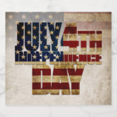 4. Juli Unabhängigkeitstag Vintages Flaggendesign Schaumweinetikett (Einzelnes Label)