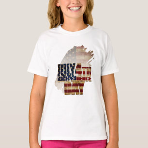 4. Juli Unabhängigkeitstag Vintages Flaggendesign T-Shirt