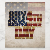 4. Juli Unabhängigkeitstag Vintages Flaggendesign Weinetikett (Einzelnes Label)