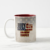 4. Juli Unabhängigkeitstag Vintages Flaggendesign Zweifarbige Tasse (Links)