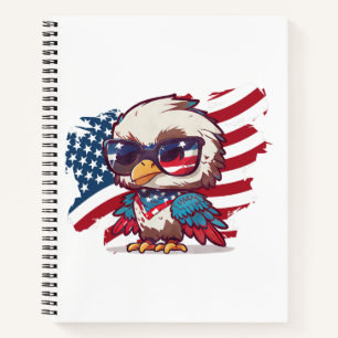 4. Juli Unabhängigkeitstag Vogel Amerikanische Adl Notizblock