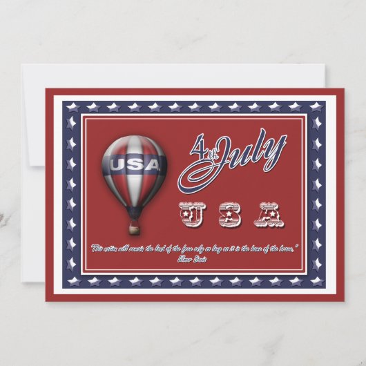 4. Juli "Unabhängigkeitstages" Party KUNDENGERECHT Einladung (Vorderseite)